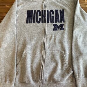 Gray Michigan Zip-Up Hoodie